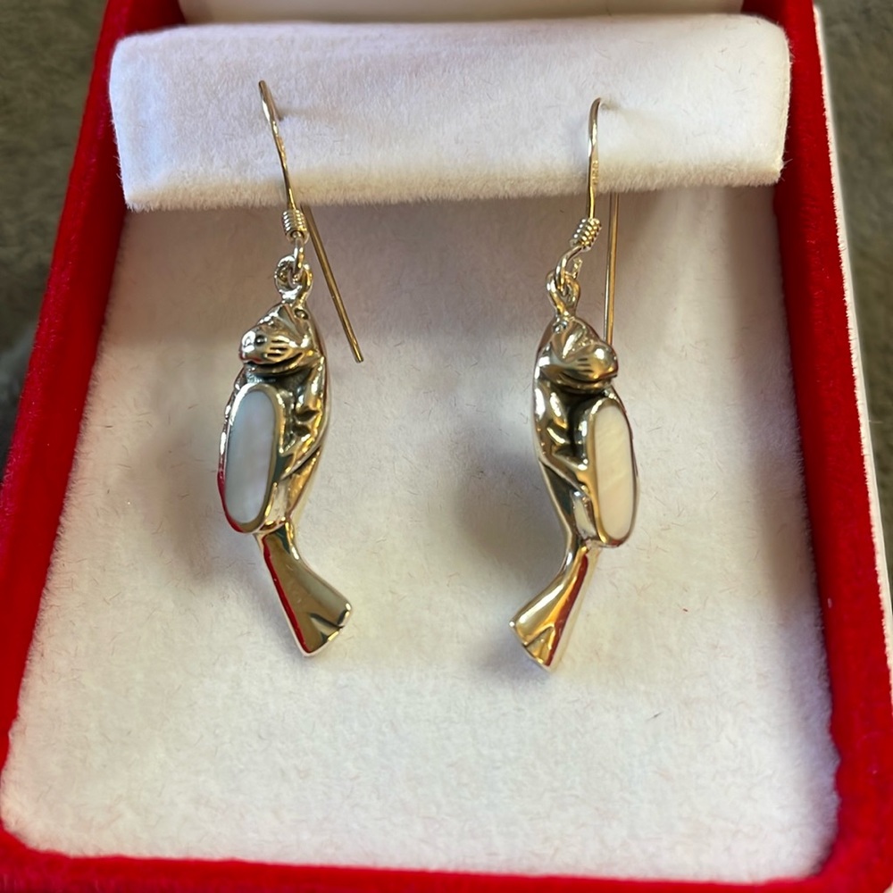 Sterling Silver Manatee Earrings Retail 142.00 NWT